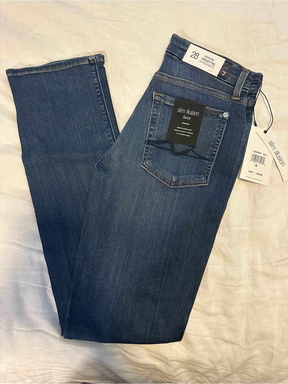 7 For All Mankind Women's Straight Leg Jeans - Dark Blue Denim